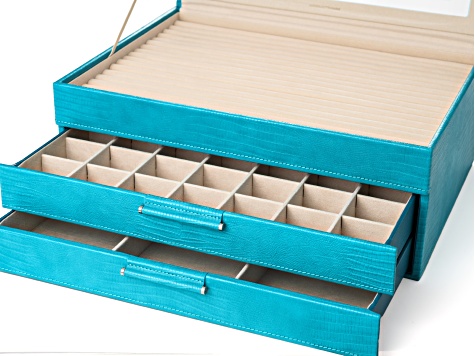 WOLF Large Jewelry Box with Window and Lusterloc in Turquoise