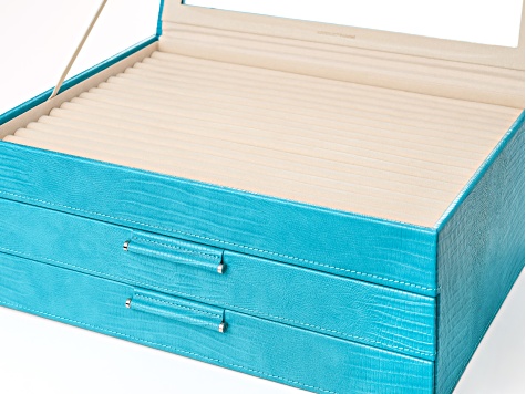 WOLF Large Jewelry Box with Window and Lusterloc in Turquoise