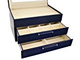 WOLF Medium Jewelry Box with Window and LusterLoc (TM) in Navy
