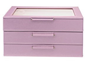 WOLF Medium 3-Tier Jewelry Box with Window and LusterLoc (TM) in Lavender Shimmer
