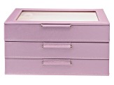 WOLF Medium 3-Tier Jewelry Box with Window and LusterLoc (TM) in Lavender Shimmer