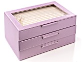 WOLF Medium 3-Tier Jewelry Box with Window and LusterLoc (TM) in Lavender Shimmer