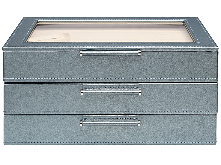 WOLF Medium 3-Tier Jewelry Box with Window and LusterLoc (TM