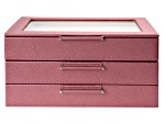 WOLF Medium 3-Tier Jewelry Box with Window and LusterLoc (TM) in Berry Shimmer