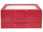 WOLF Medium Jewelry Box with Window and LusterLoc (TM) in Red