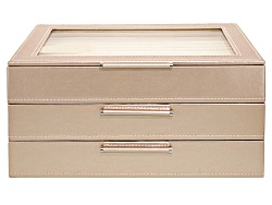 WOLF Large Jewelry Box with Window and LusterLoc (TM) in Powder Rose