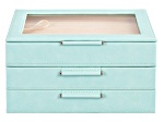 Medium 3-Tier Jewelry Box with Window and LusterLoc (TM) in Aqua