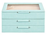 Medium 3-Tier Jewelry Box with Window and LusterLoc (TM) in Aqua