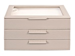 Medium 3-Tier Jewelry Box with Window and LusterLoc (TM) in Stone