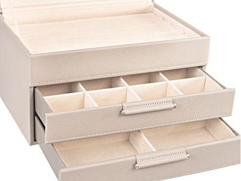 Medium 3-Tier Jewelry Box with Window and LusterLoc (TM) in Stone