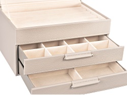 Medium 3-Tier Jewelry Box with Window and LusterLoc (TM) in Stone