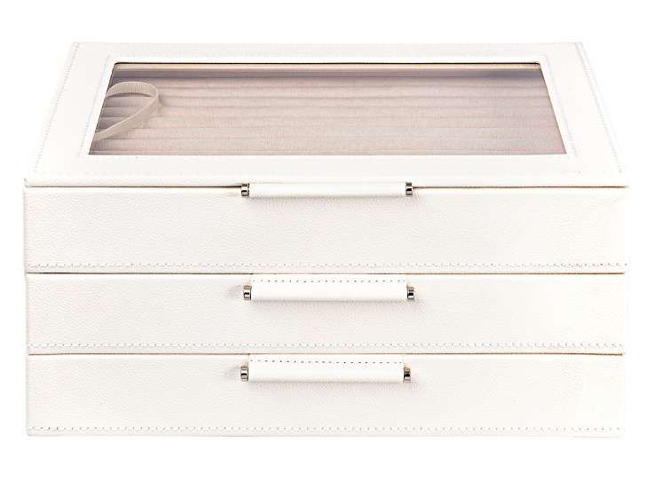 WOLF Medium Jewelry Box with Window and LusterLoc (TM) in Ivory
