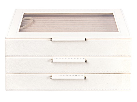 WOLF Medium Jewelry Box with Window and LusterLoc (TM) in Ivory
