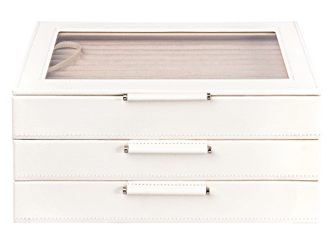 WOLF Medium Jewelry Box with Window and LusterLoc (TM) in Ivory ...