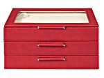 WOLF Medium 3-Tier Jewelry Box with Window and LusterLoc (TM) in Very Berry