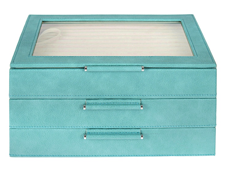 WOLF Medium 3-Tier Jewelry Box with Window and LusterLoc (TM) in