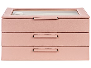 WOLF Medium 3-Tier Jewelry Box with Window and LusterLoc (TM) in Powder Rose