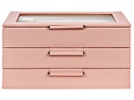 WOLF Medium 3-Tier Jewelry Box with Window and LusterLoc (TM) in Powder Rose