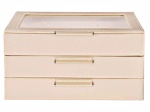 WOLF Medium 3-Tier Jewelry Box with Window and LusterLoc (TM) in Champagne