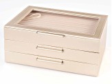 WOLF Medium 3-Tier Jewelry Box with Window and LusterLoc (TM) in Champagne