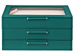 WOLF Medium 3-Tier Jewelry Box with Window and LusterLoc (TM) in Malachite Green