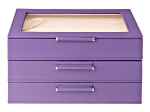 WOLF Medium 3-Tier Jewelry Box with Window and LusterLoc (TM) in Jacaranda Flower Purple