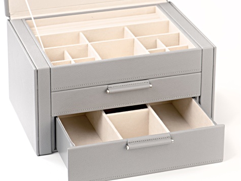 New diamond pattern three-layer drawer jewelry box with lock, high