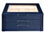 WOLF 3-Tier Jewelry Box with Window, Hanging Necklace Side Panels, and LusterLoc (TM) in Navy