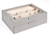 WOLF 2-Tier Jewelry Box with Window, Bangle Drawer, and LusterLoc (TM) in Stone