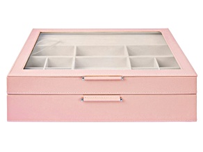 WOLF 2-Tier Jewelry Box with Window, Bangle Drawer, and LusterLoc (TM) in Powder Rose