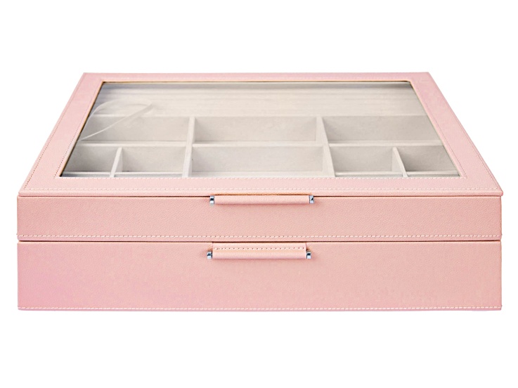 WOLF 2-Tier Jewelry Box with Window, Bangle Drawer, and LusterLoc (TM) in  Powder Rose - WJB134C