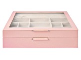 WOLF 2-Tier Jewelry Box with Window, Bangle Drawer, and LusterLoc (TM) in Powder Rose