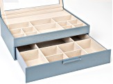 WOLF 2-Tier Jewelry Box with Window, Bangle Drawer, and LusterLoc (TM) in Mid-Century Blue