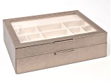 WOLF 2-Tier Jewelry Box with Window, Bangle Drawer, and LusterLoc (TM) Pyrite Gold