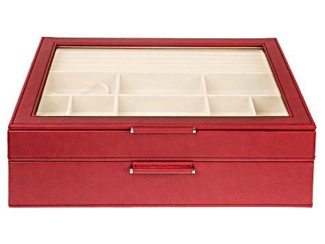 WOLF 2-Tier Jewelry Box with Window, Bangle Drawer, and LusterLoc (TM) in Very Berry