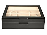 WOLF 2-Tier Jewelry Box with Window, Bangle Drawer, and LusterLoc (TM) in Black