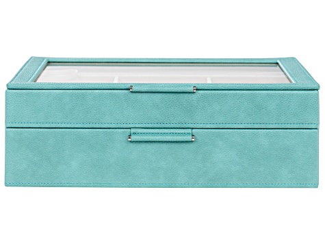 WOLF 2-Tier Jewelry Box with Window, Bangle Drawer, and LusterLoc (TM) in Turquoise