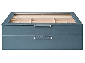 WOLF 2-Tier Jewelry Box with Window, Bangle Drawer, and LusterLoc (TM) in Basalt Gray