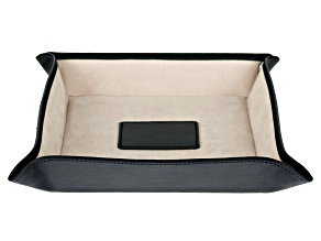 WOLF Valet Tray with Ultrasuede Lining and Snap Closure in Black