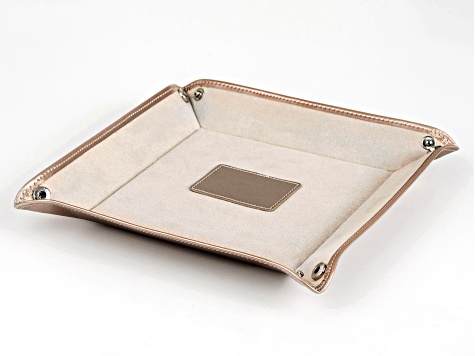 WOLF Valet Tray with Ultrasuede Lining and Snap Closure in Rose Gold