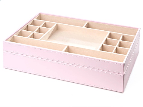 WOLF Stackable Jewelry Box with Window and LusterLoc (TM) in Blush Pink
