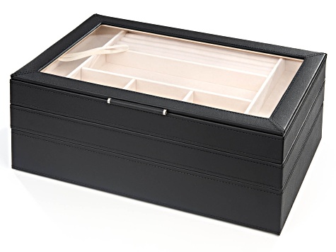 WOLF Stackable Jewelry Box with Window and LusterLoc (TM) in Black