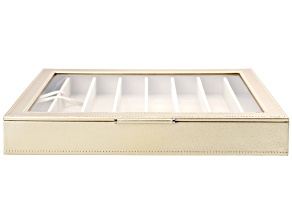 WOLF Large Necklace & Bracelet Box with Window and LusterLoc (TM) in Champagne