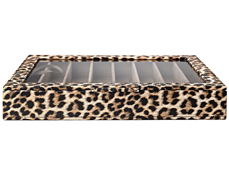 WOLF Large Necklace & Bracelet Box with Window in Leopard Print