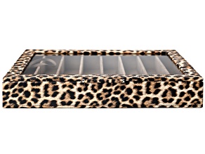 WOLF Large Necklace & Bracelet Box with Window in Leopard Print with Mink LusterLoc (TM)