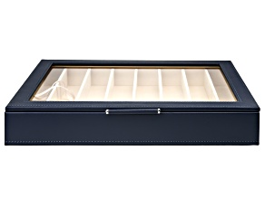 WOLF Large Necklace & Bracelet Box with Window and LusterLoc™ in Navy