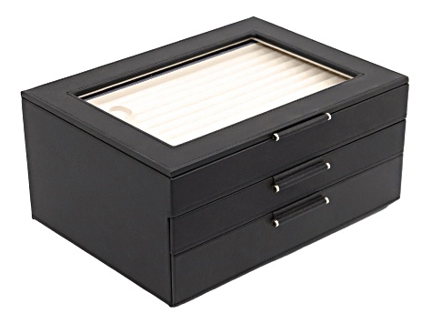 WOLF 3 Tier Jewelry Box with Necklace Hooks and LusterLoc™ in