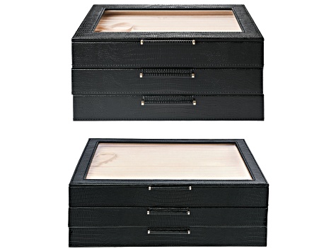 WOLF Large Jewelry Box & WOLF Medium 3-Tier Jewelry Box with