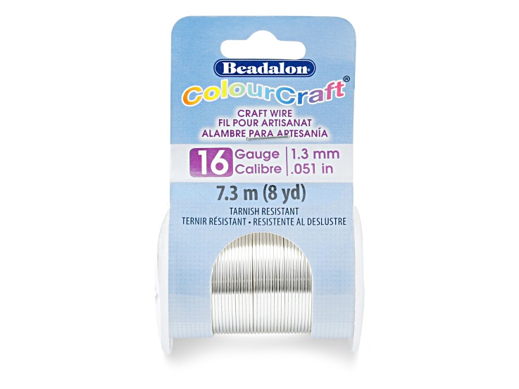 ColourCraft Wire, 16 gauge Silver Plated Tarnish Resistant, 8 yd spool