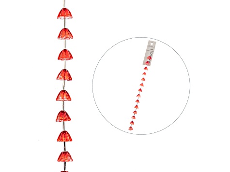 Crystal Lane DIY 10mm Orange Lotus Flowers 7" Glass Garden Bead Strand 15 Pieces